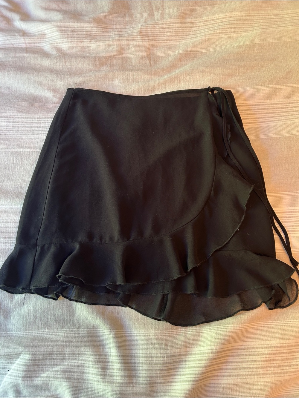 Garage Black Ruffle Wrap Mini Skirt